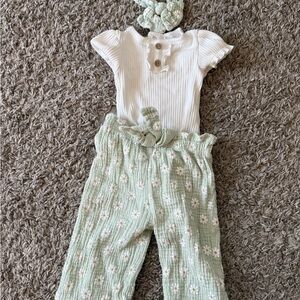 Kids Floral Matching Set - White and Green